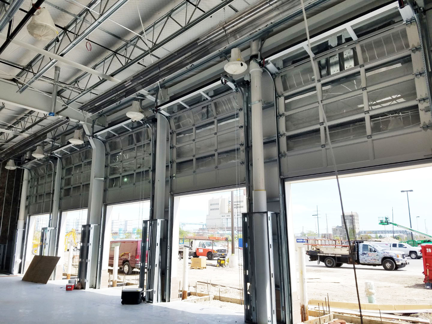 Full view warehouse overhead sectional doors - costco_oceanside